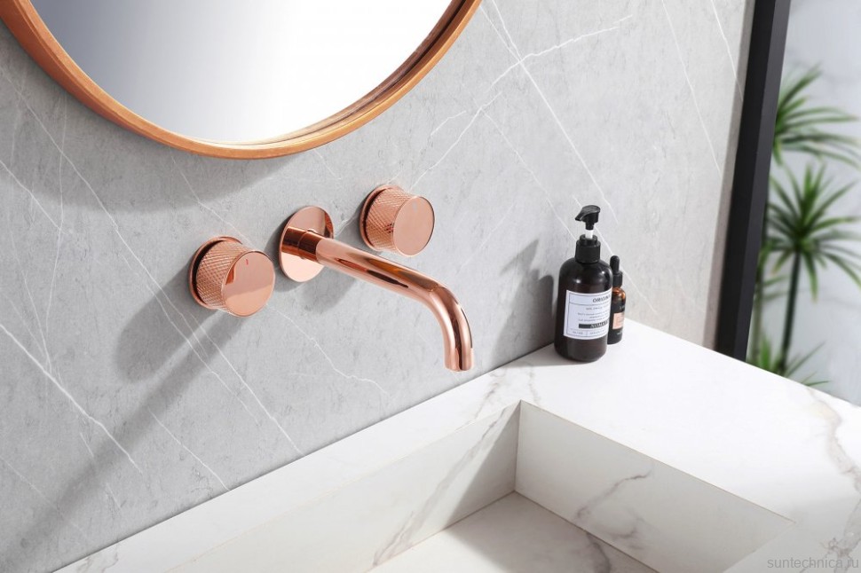 Смеситель для раковины Abber Wasser Kreis AF81122RG С ВНУТРЕННЕЙ ЧАСТЬЮ, розовое золото