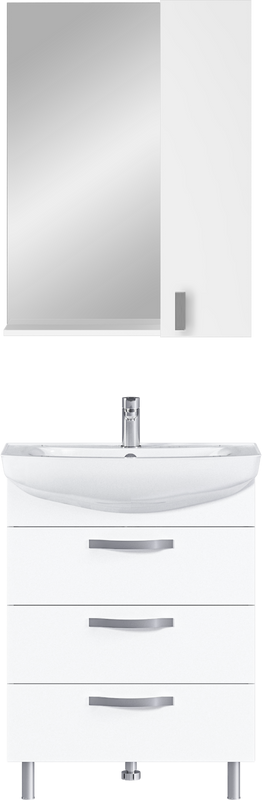 Мебель для ванной комнаты 1MarKa Вита 65Н с 3 ящиками, белый глянец