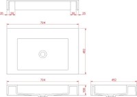 Раковина подвесная Armadi Art Flat 888-70 ST 70 матовая белая, прямоугольная, искусственный камень