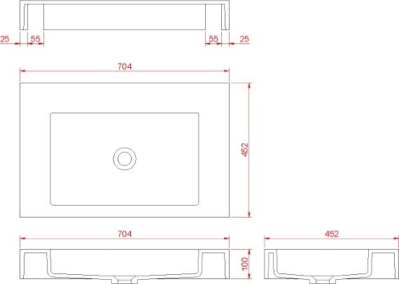 Раковина подвесная Armadi Art Flat 888-70 ST 70 матовая белая, прямоугольная, искусственный камень