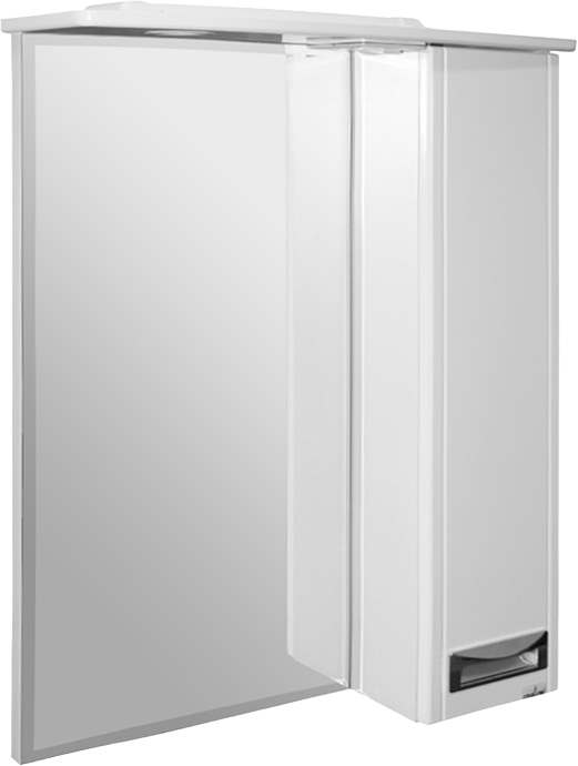 Зеркало Mixline Альфа 64 подвесное, белое, с подсветкой, правое