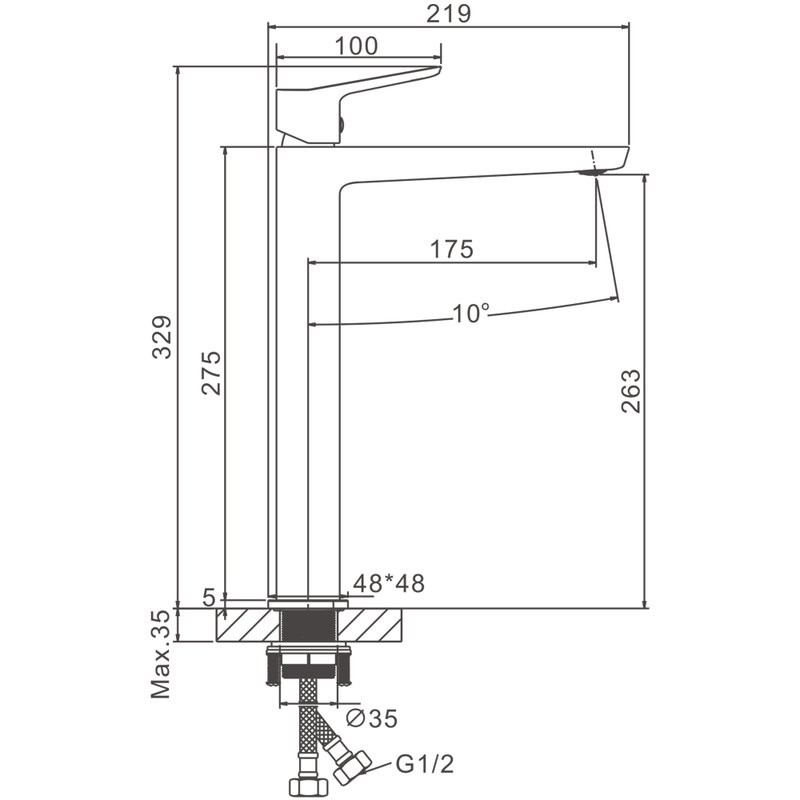 Смеситель для раковины BELZ B715 B11715-3 оружейная сталь
