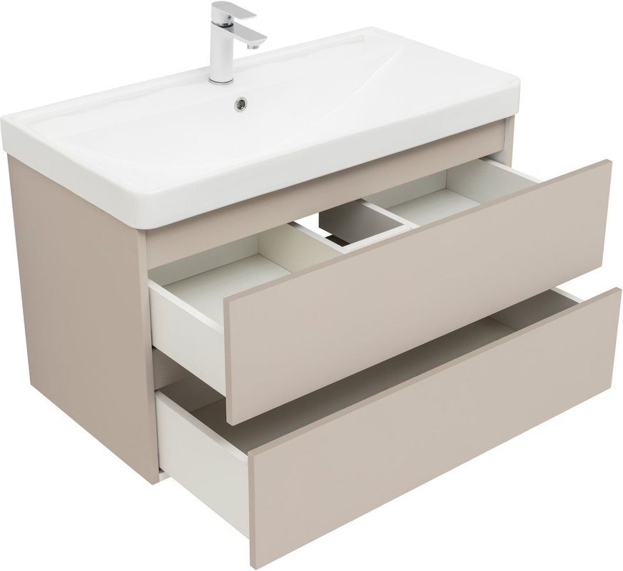 Тумба под раковину без столешницы Aquanet Вега 2.0 90 подвесная, бежевая матовая