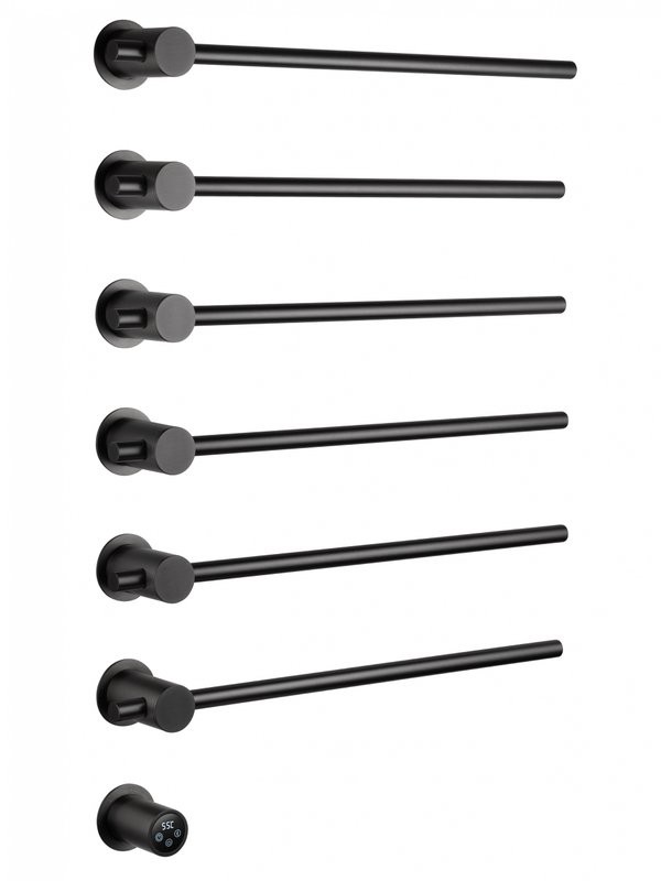 Полотенцесушитель электрический Wonzon & Woghand Baden WW-AL366-GM 80x55 см, скрытое подключение слева, темный графит, лесенка