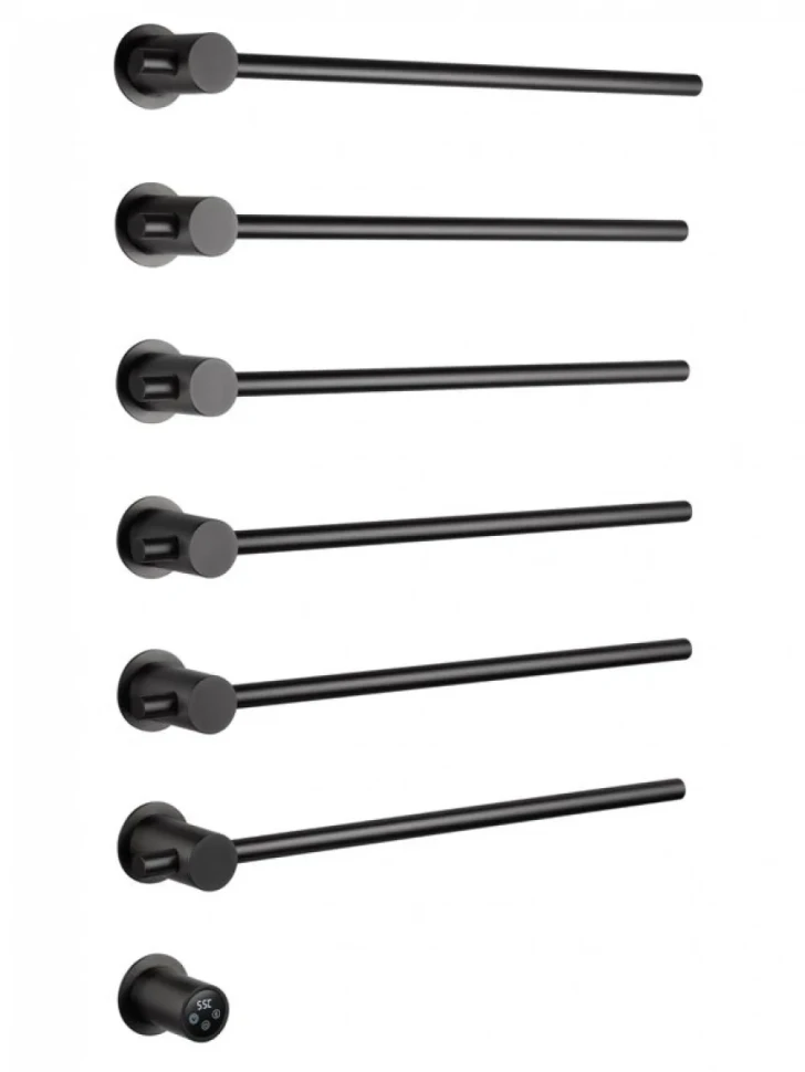 Полотенцесушитель электрический Wonzon & Woghand Baden WW-AL366-GM 80x55 см, скрытое подключение слева, темный графит, лесенка