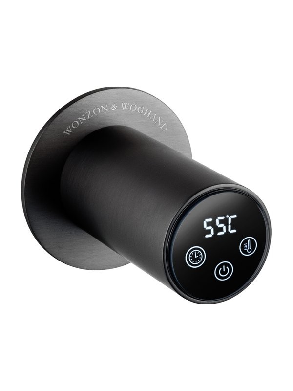 Полотенцесушитель электрический Wonzon & Woghand Baden WW-AL366-GM 80x55 см, скрытое подключение слева, темный графит, лесенка