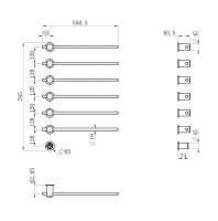 Полотенцесушитель электрический Wonzon & Woghand Baden WW-AL366-GM 80x55 см, скрытое подключение слева, темный графит, лесенка