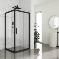 Душевой уголок Kubele DE019 S-CLN-BLMT 90х90 см, профиль матовый черный