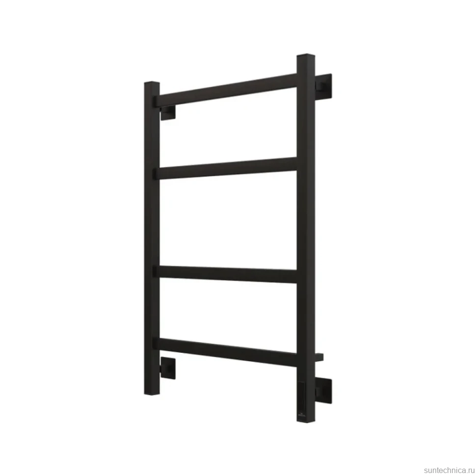 Полотенцесушитель электрический Grota Nosto 530х800 RAL9005 EL 80x55 см, подключение справа, слева, скрытое подключение справа, матовый черный, лесенка, из стали