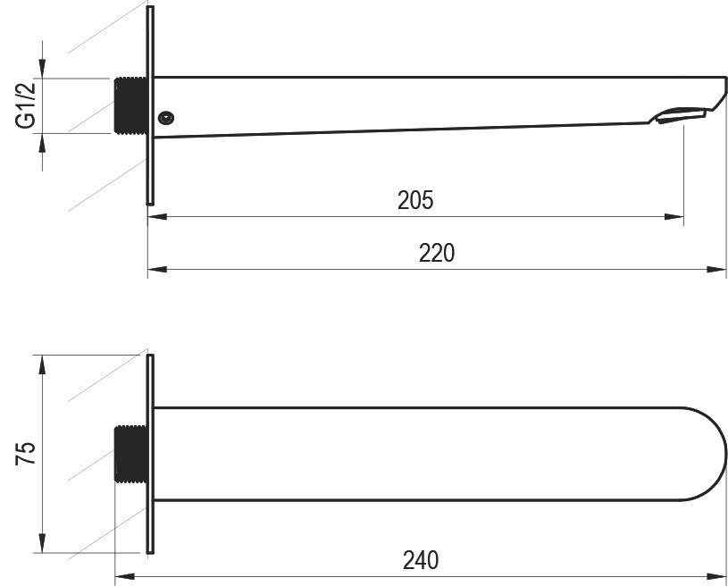 Излив Ravak Eleganta EL 027.20GB для ванны, брашированный графит