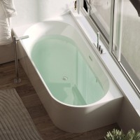 Акриловая ванна Sancos Veneto FB11 L 170x80 см, угловая, левая, пристенная, белая, асимметричная, с каркасом, со сливом-переливом