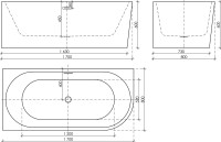Акриловая ванна Sancos Veneto FB11 L 170x80 см, угловая, левая, пристенная, белая, асимметричная, с каркасом, со сливом-переливом