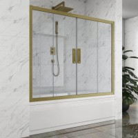 Шторка на ванну Kubele DE019 P4-CLN-BR 200х150 см, профиль бронза
