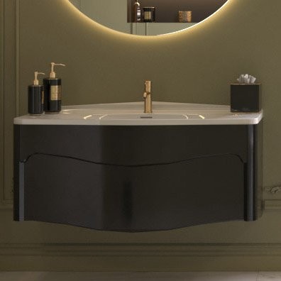 Тумба с раковиной Belux Анжело НП 110-01 подвесная, глянцевая черная