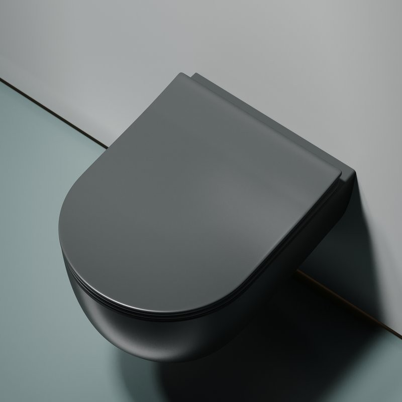 Комплект Унитаз подвесной Ceramicanova Modena Rimless CN6063MDH темный антрацит матовый + Инсталляция STWORKI + Кнопка 230823 хром матовый