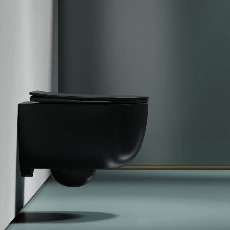 Комплект Унитаз подвесной Ceramicanova Modena Rimless CN6063MDH темный антрацит матовый + Инсталляция STWORKI + Кнопка 230823 хром матовый