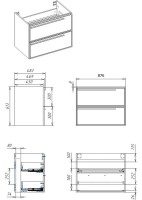 Тумба с раковиной La Fenice Elba Twin 90 подвесная, blu grigio, раковина Cubo 90 R