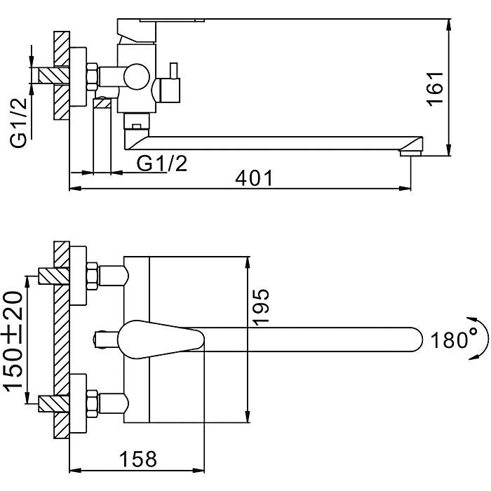 Смеситель с длинным изливом для ванны Frap H48 F2248 сатин
