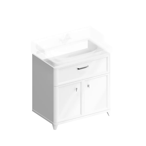 Тумба под раковину без столешницы KERAMA MARAZZI Pompei 80 напольная, с ящиком и дверцами, глянцевая белая