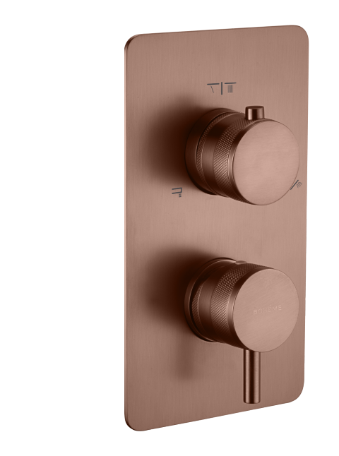 Термостатический смеситель встраиваемый Boheme Cell 135-3-BRB С ВНУТРЕННЕЙ ЧАСТЬЮ, brushed bronze