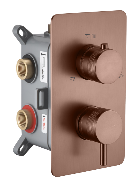Термостатический смеситель встраиваемый Boheme Cell 135-3-BRB С ВНУТРЕННЕЙ ЧАСТЬЮ, brushed bronze
