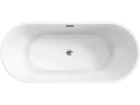 Акриловая ванна BelBagno Uno BB701 150x75 см, отдельностоящая, белая, овальная, на ножках, со сливом-переливом, с донным клапаном