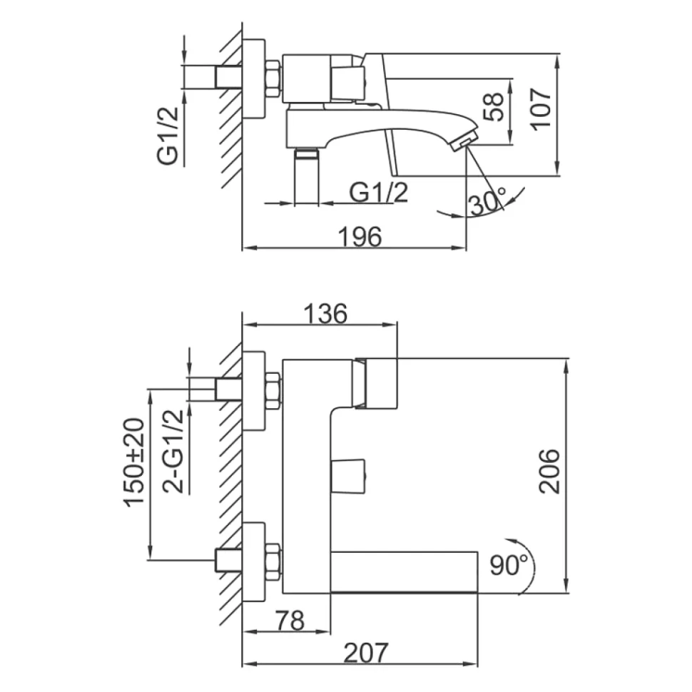 Смеситель для ванны с душем Frap H76 F3276-6 черный