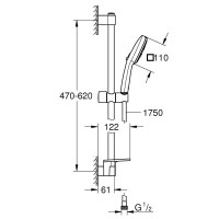 27576003 GROHE Tempesta Cube 110 Душевой гарнитур 3 вида струи, цвет: хром