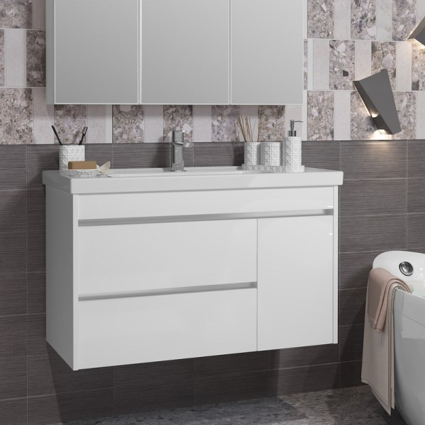 Тумба с раковиной Opadiris Фреш 100 белая, вар.2