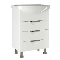 Тумба с раковиной Mixline Этьен 60 глянцевая белая, раковина Элеганс 60