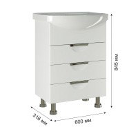 Тумба с раковиной Mixline Этьен 60 глянцевая белая, раковина Элеганс 60