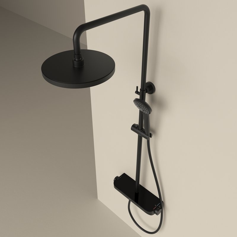 Душевая стойка Sancos Teo SC11002MB с термостатом, черный
