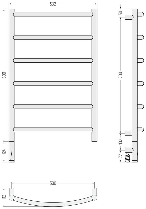 Полотенцесушитель электрический Сунержа Галант 3.1 051-6000-8050 90x55 см, подключение слева, состаренная латунь, лесенка
