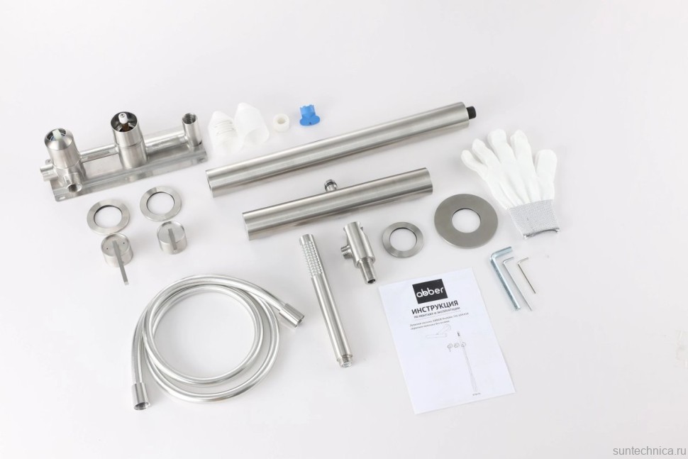 Душевой комплект Abber Perfekte 316 AF8A18BST С ВНУТРЕННЕЙ ЧАСТЬЮ, брашированная сталь