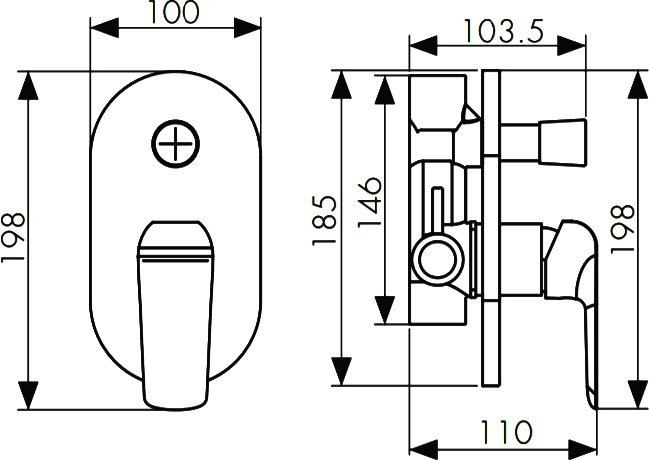 Встраиваемый смеситель для душа и ванны Kaiser Glory 69277 С ВНУТРЕННЕЙ ЧАСТЬЮ, белый