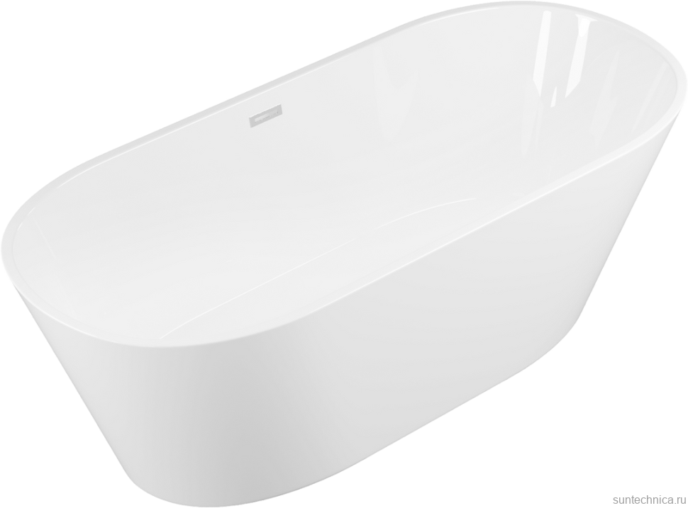 Акриловая ванна Grossman Forta GR-1503 170x75 см, отдельностоящая, белая, овальная, со сливом-переливом, с донным клапаном