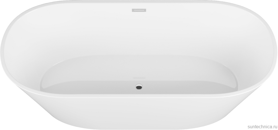 Акриловая ванна Grossman Forta GR-1503 170x75 см, отдельностоящая, белая, овальная, со сливом-переливом, с донным клапаном