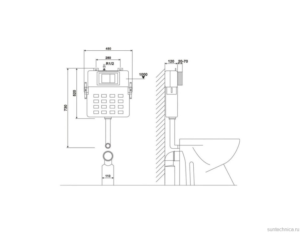 Смывной бачок скрытого монтажа Abber AC0104 цвет белый