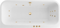 Акриловая ванна Excellent Arana Smart 180x85 см, встраиваемая, с гидромассажем, белая, с каркасом, со сливом-переливом, фурнитура золото