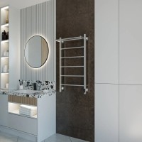 Полотенцесушитель электрический Grota App 530х1000 NM EL 100x55 см, подключение справа, слева, скрытое подключение справа, матовый хром, лесенка, с полкой