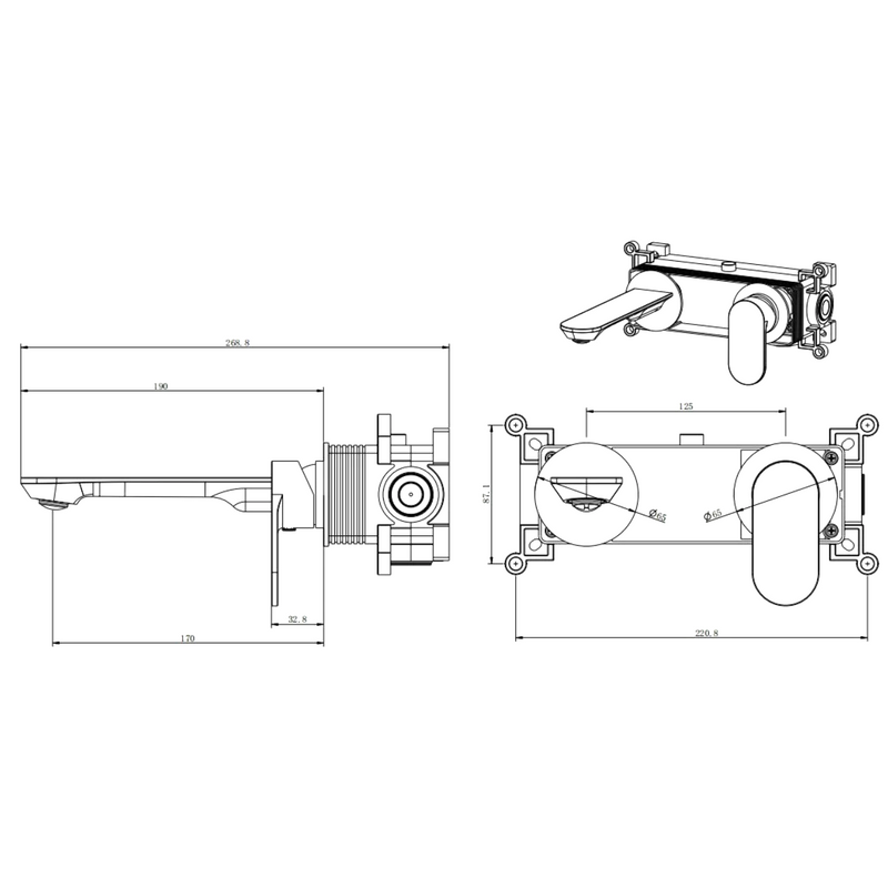 Смеситель для раковины Splendy Rest RE201190UK2BM С ВНУТРЕННЕЙ ЧАСТЬЮ, черный матовый