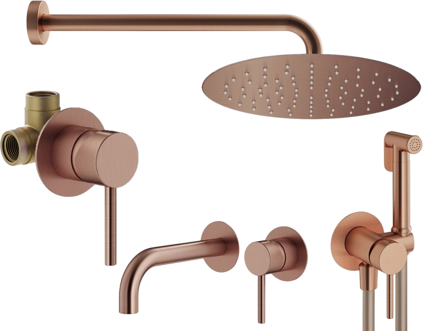 Комплект для ванной Plumberia Selection Ixo KITZXO01RS210 С ВНУТРЕННЕЙ ЧАСТЬЮ, медь брашированная