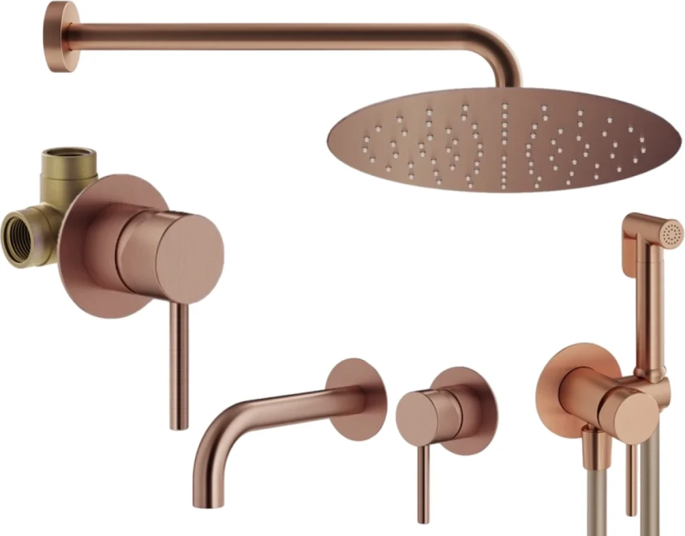 Комплект для ванной Plumberia Selection Ixo KITZXO01RS210 С ВНУТРЕННЕЙ ЧАСТЬЮ, медь брашированная