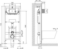 Инсталляция Инсталляция BelBagno BB001-120 + Кнопка Prospero BB007-PR-NERO.M черный матовый