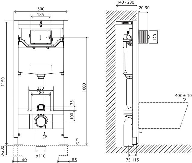 Инсталляция Инсталляция BelBagno BB001-120 + Кнопка Prospero BB007-PR-NERO.M черный матовый