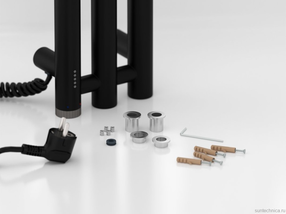 Полотенцесушитель электрический Сунержа Терция 4.0 31-0884-1506 150x15 см, подключение слева, скрытое подключение слева, матовый черный, I-образный