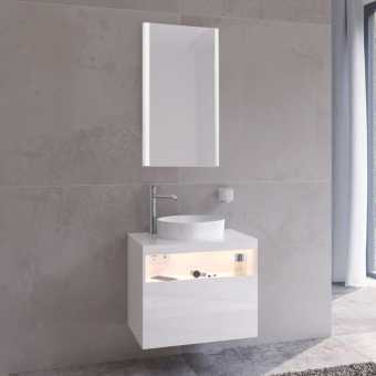Мебель для ванной Keuco Stageline 32854 65 см, с подсветкой, розеткой и точкой зарядки USB и USB-C, белая