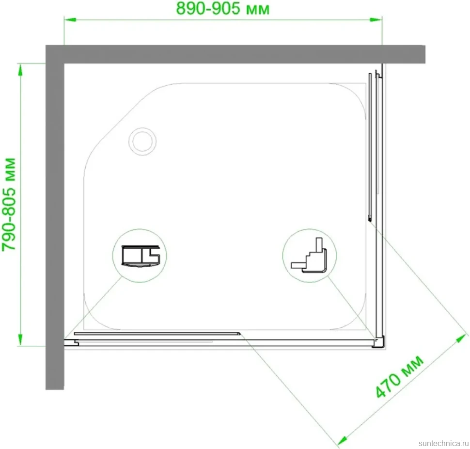 Душевой уголок Royal Bath HPD RB8090HPD-T-BL 90x80