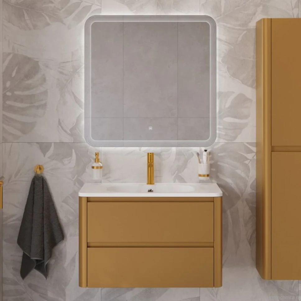 Мебель для ванной комнаты Cezares Relax 80 брашированное золото, раковина Cezares CZR-800/480-LV-MR-NV