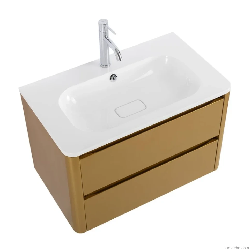 Мебель для ванной комнаты Cezares Relax 80 брашированное золото, раковина Cezares CZR-800/480-LV-MR-NV